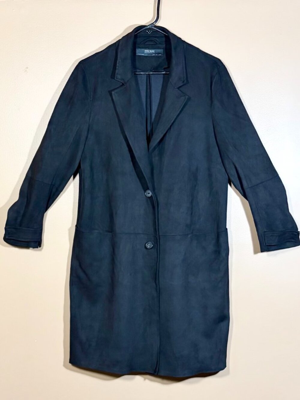Zara Basic Lightweight Stretch Longline Coat Jacket Large